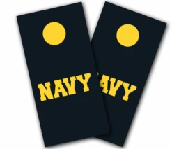 Navy Text Cornhole Wraps - Set Of 2
