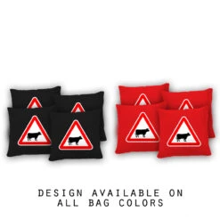 Caution Bull Cornhole Bags - Set Of 8
