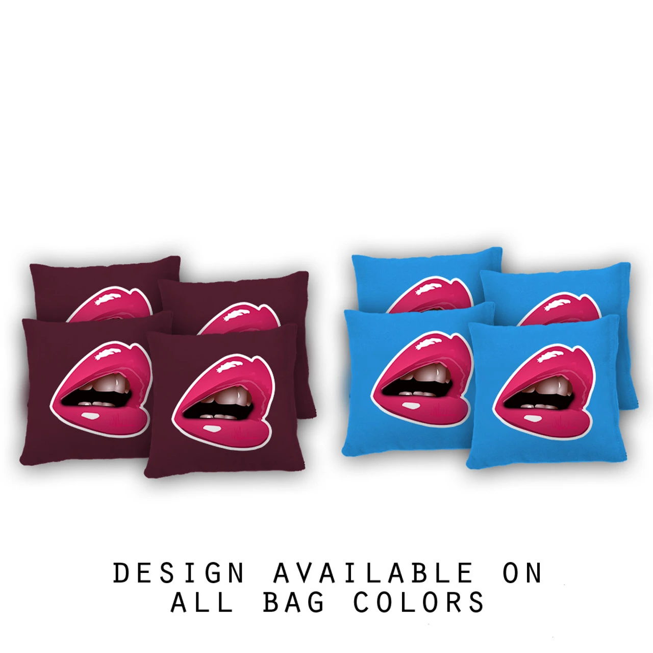 Pink Lips Cornhole Bags - Set Of 8 3 Pink Lips Cornhole Bags - Set Of 8