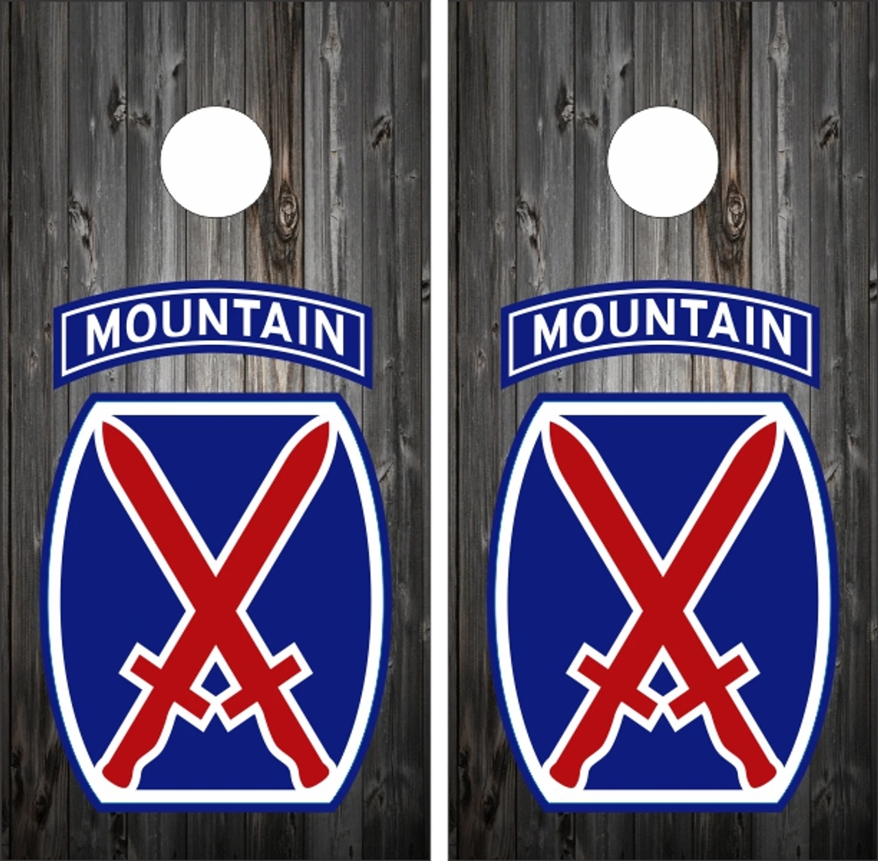 10th Mountain Patch Cornhole Wraps - Set Of 2 3 10th Mountain Patch Cornhole Wraps - Set Of 2