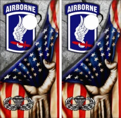 173rd Airborne American Flag Cornhole Wraps - Set Of 2