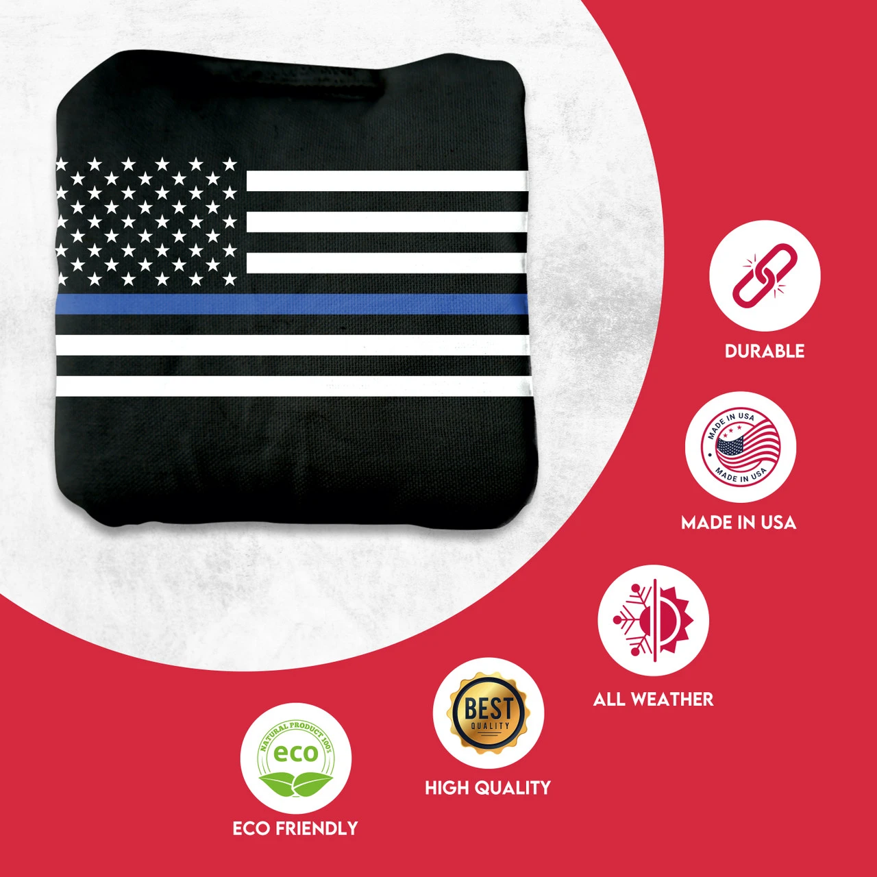 Blue Lines Flag Professional Cornhole Bags - Set Of 8 4 Blue Lines Flag Professional Cornhole Bags - Set Of 8 - Image 2