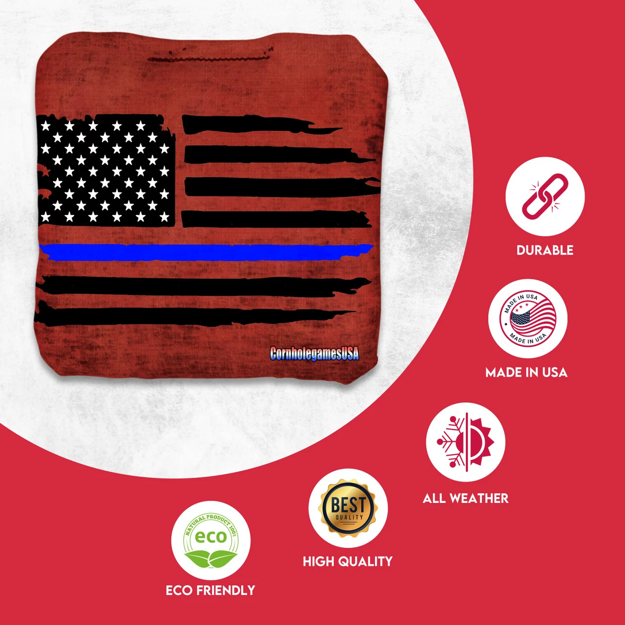 Blue Line Red Line Professional Cornhole Bags - Set Of 8 4 Blue Line Red Line Professional Cornhole Bags - Set Of 8 - Image 2