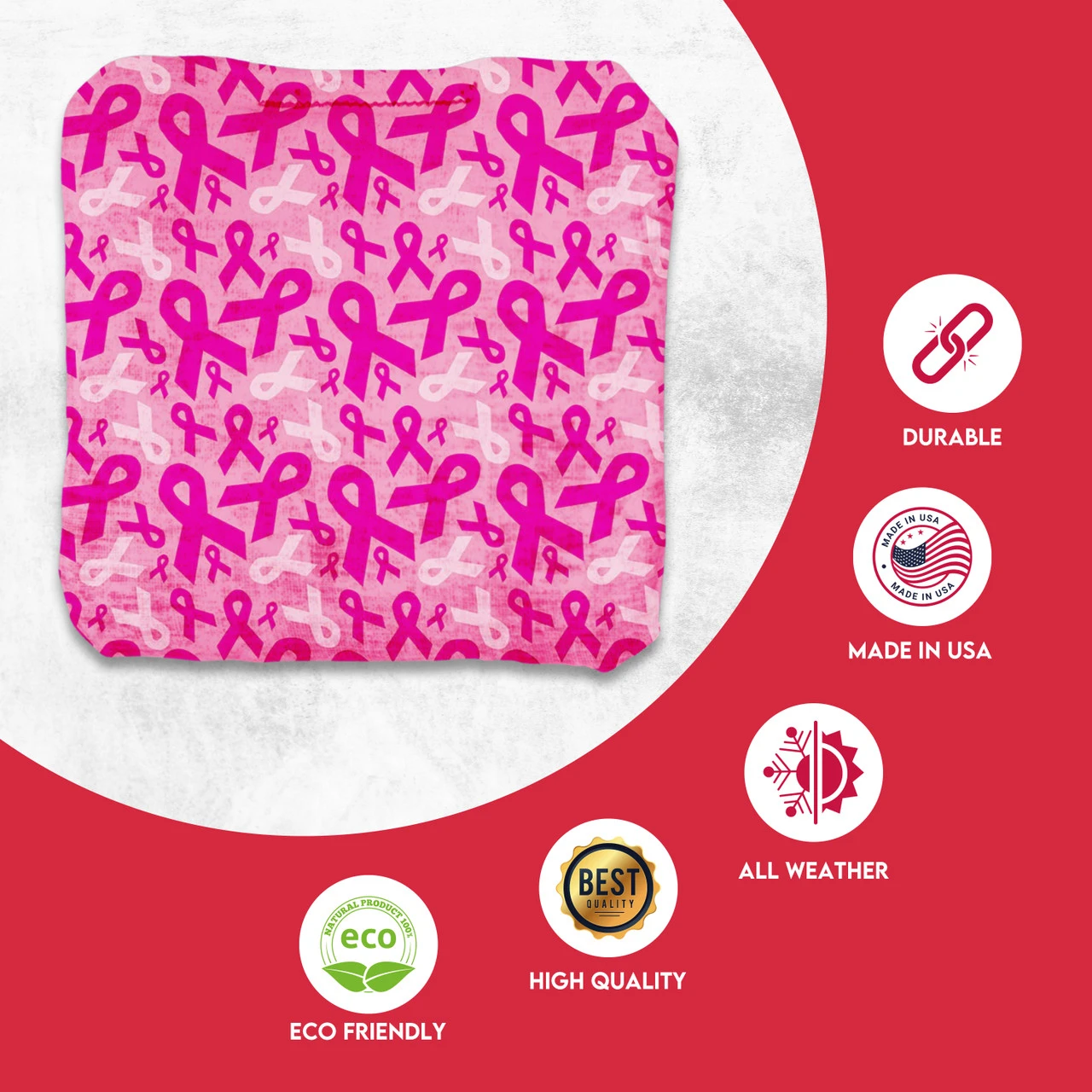 Breast Cancer Professional Cornhole Bags - Set Of 8 4 Breast Cancer Professional Cornhole Bags - Set Of 8 - Image 2