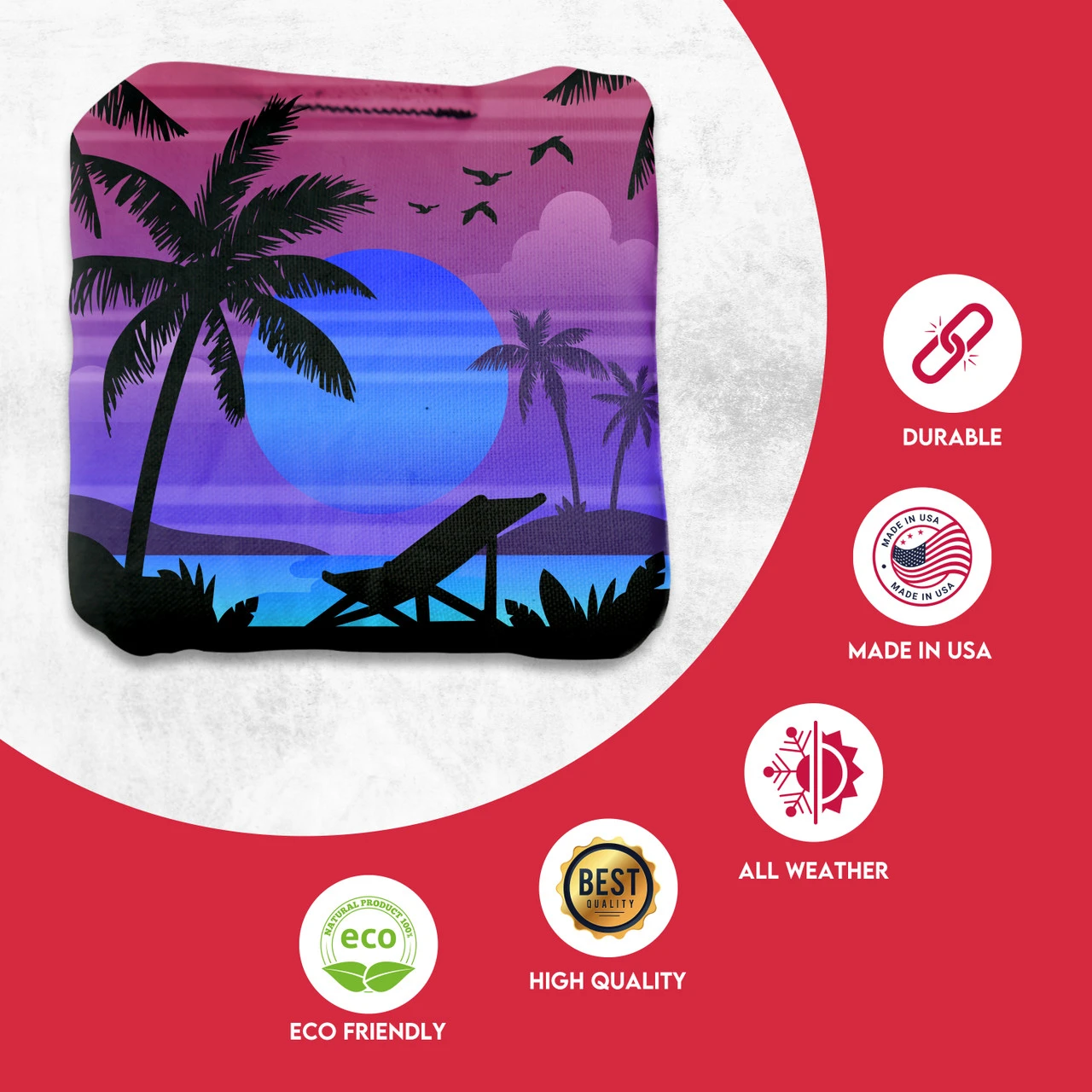 Colorful Beach Professional Cornhole Bags - Set Of 8 4 Colorful Beach Professional Cornhole Bags - Set Of 8 - Image 2