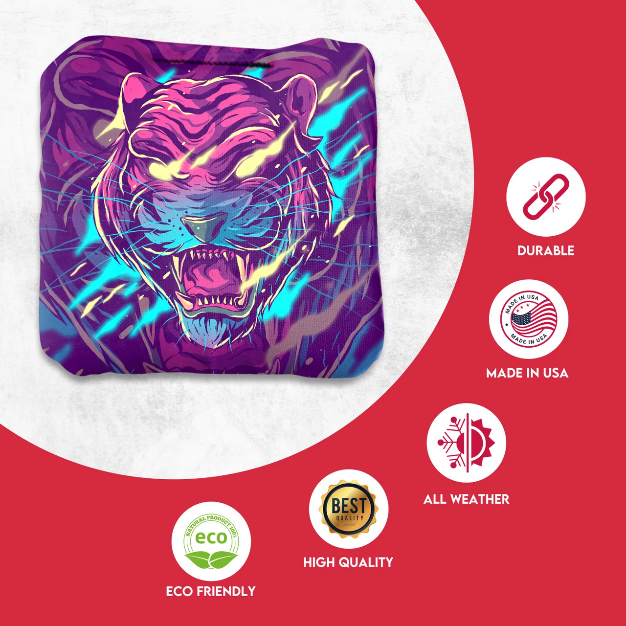 Purple Green Tiger Professional Cornhole Bags - Set Of 8 4 Purple Green Tiger Professional Cornhole Bags - Set Of 8 - Image 2