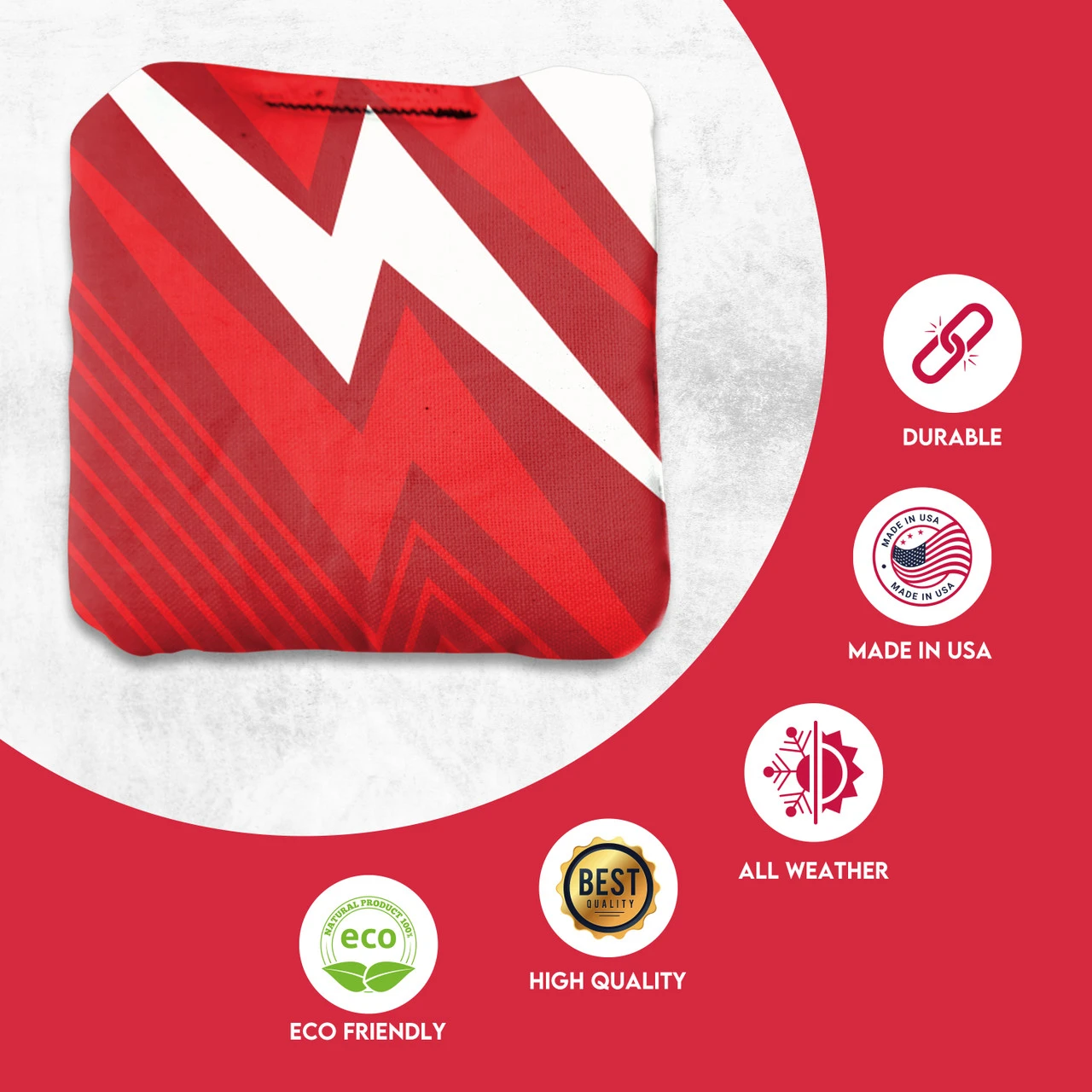 Red Black Zigzag Professional Cornhole Bags - Set Of 8 4 Red Black Zigzag Professional Cornhole Bags - Set Of 8 - Image 2