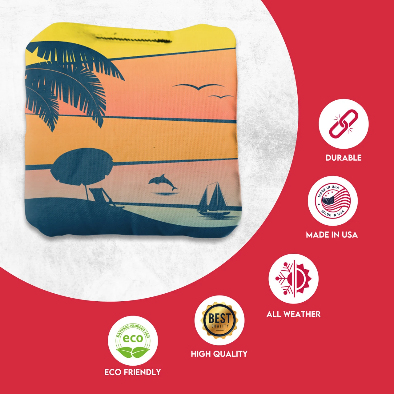 Orange Purple Dolphin Beach Professional Cornhole Bags - Set Of 8 6 Orange Purple Dolphin Beach Professional Cornhole Bags - Set Of 8 - Image 4