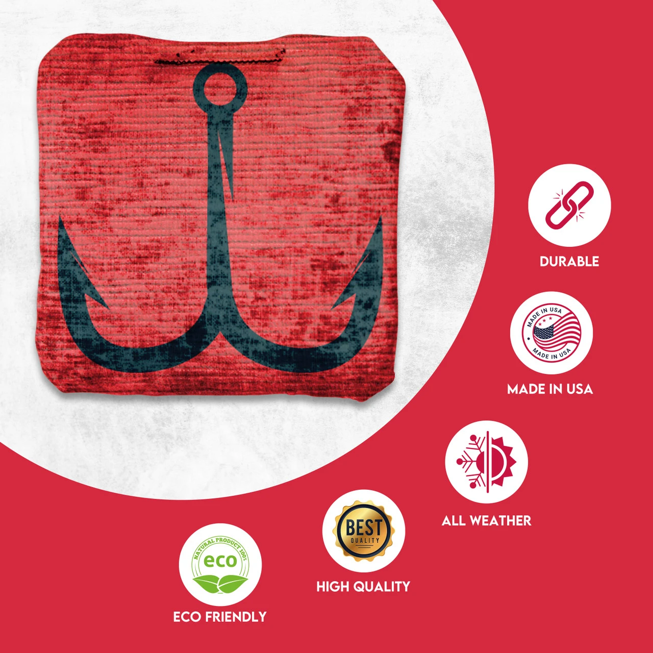 Red Blue Hooks Professional Cornhole Bags - Set Of 8 4 Red Blue Hooks Professional Cornhole Bags - Set Of 8 - Image 2