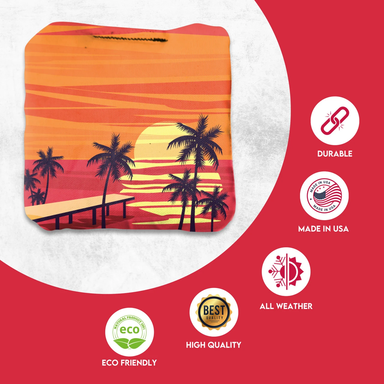 Blue Red Beach Professional Cornhole Bags - Set Of 8 4 Blue Red Beach Professional Cornhole Bags - Set Of 8 - Image 2