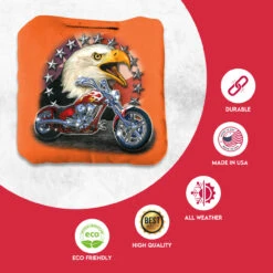 Motorcycle Bald Eagle Professional Cornhole Bags - Set Of 8 -Best Toy Shop 1 66019.1707198348