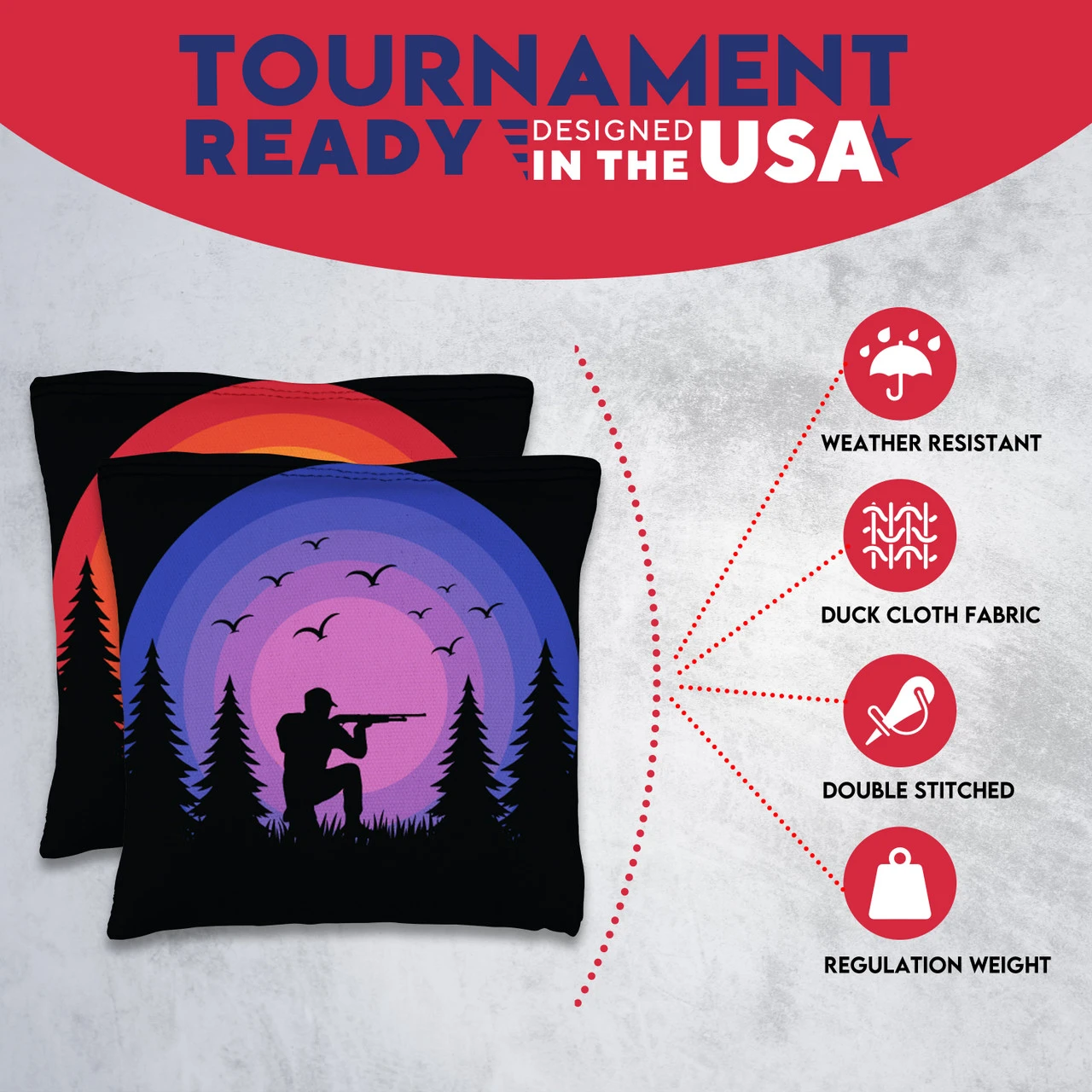 Red Purple Hunter Tournament Cornhole Bags - Set Of 8 7 Red Purple Hunter Tournament Cornhole Bags - Set Of 8 - Image 5