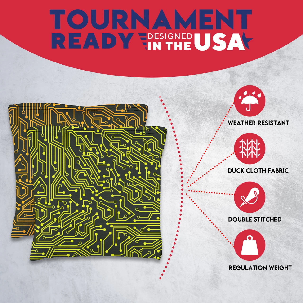 Green Orange Tech Tournament Cornhole Bags - Set Of 8 7 Green Orange Tech Tournament Cornhole Bags - Set Of 8 - Image 5