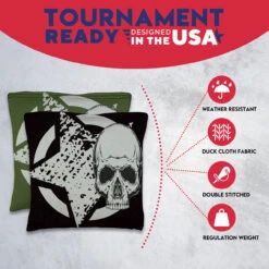 Black Green Star Skull Tournament Cornhole Bags - Set Of 8 -Best Toy Shop 3 28399.1708225180