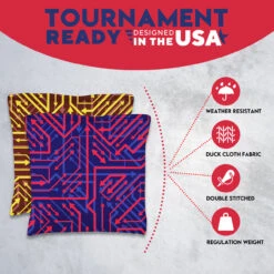 Red Yellow Tech Tournament Cornhole Bags - Set Of 8 -Best Toy Shop 3 28537.1708644567