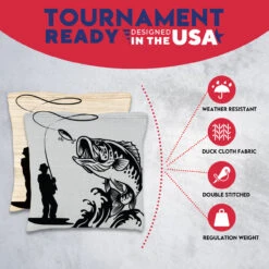 White Brown Fish Tournament Cornhole Bags - Set Of 8 -Best Toy Shop 3 35685.1708224709