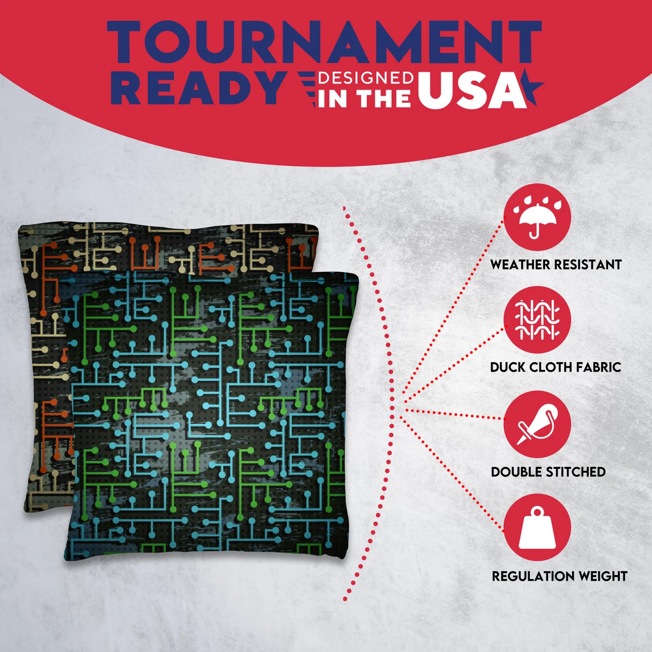 Orange White Blue Green Lines Tournament Cornhole Bags - Set Of 8 7 Orange White Blue Green Lines Tournament Cornhole Bags - Set Of 8 - Image 5