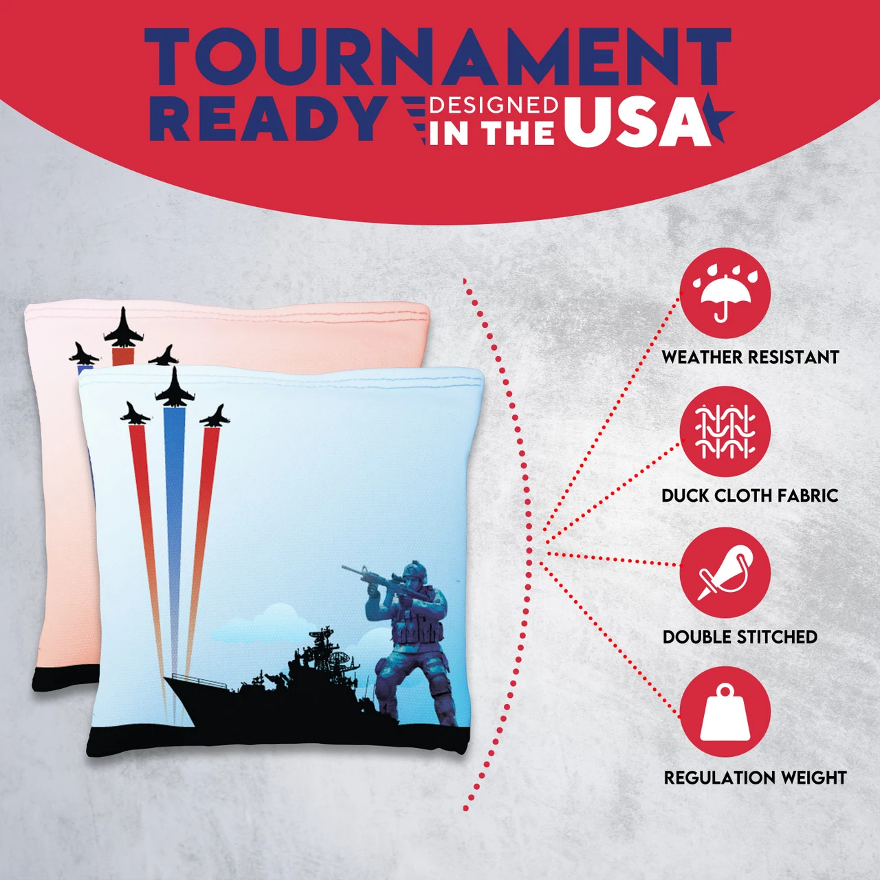 Battleship Soldier Tournament Cornhole Bags - Set Of 8 7 Battleship Soldier Tournament Cornhole Bags - Set Of 8 - Image 5