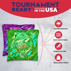 Purple Green Tiger Tournament Cornhole Bags - Set Of 8 -Best Toy Shop 3 43009.1708292571