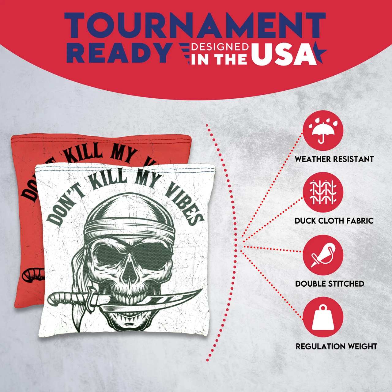 Don't Kill My Vibes Tournament Cornhole Bags - Set Of 8 7 Don't Kill My Vibes Tournament Cornhole Bags - Set Of 8 - Image 5