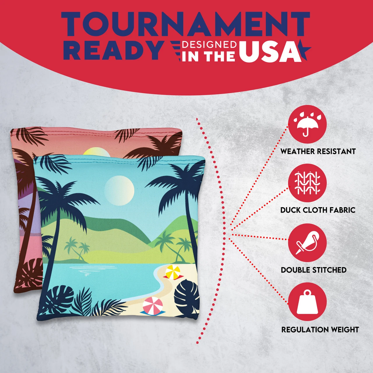 Green Purple Beach Tournament Cornhole Bags - Set Of 8 7 Green Purple Beach Tournament Cornhole Bags - Set Of 8 - Image 5
