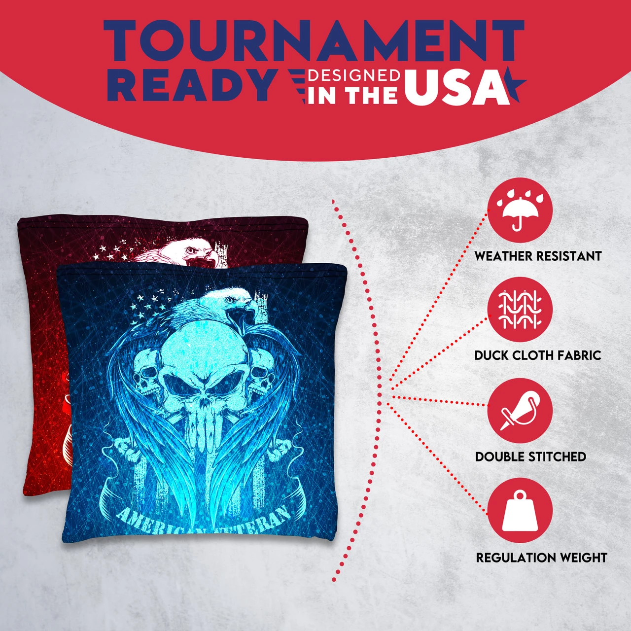 American Veteran Tournament Cornhole Bags - Set Of 8 7 American Veteran Tournament Cornhole Bags - Set Of 8 - Image 5