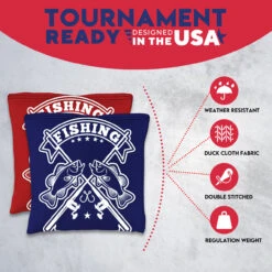 Red Blue Fish Logo Tournament Cornhole Bags - Set Of 8 -Best Toy Shop 3 73563.1708293935