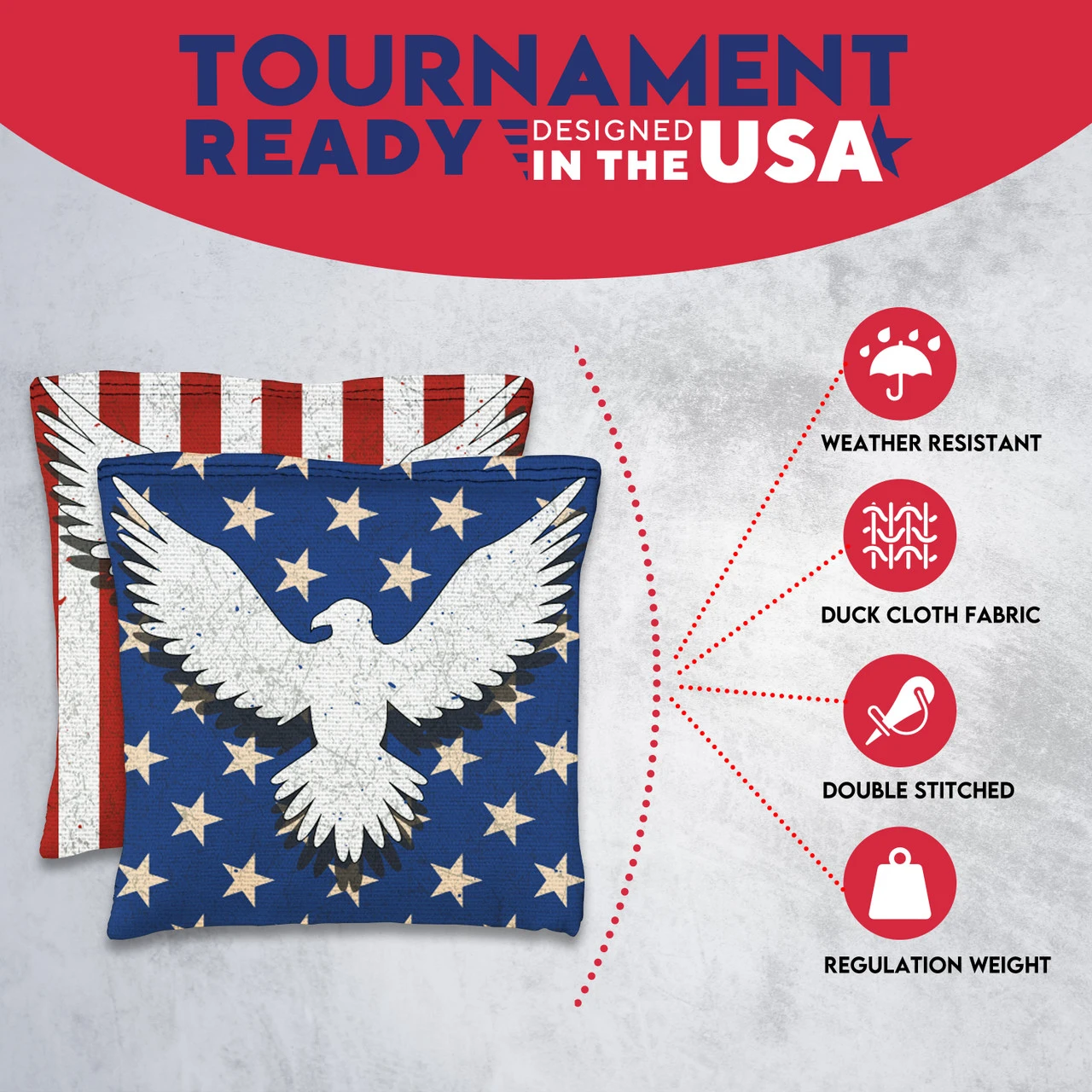 Bird Flag White Tournament Cornhole Bags - Set Of 8 7 Bird Flag White Tournament Cornhole Bags - Set Of 8 - Image 5