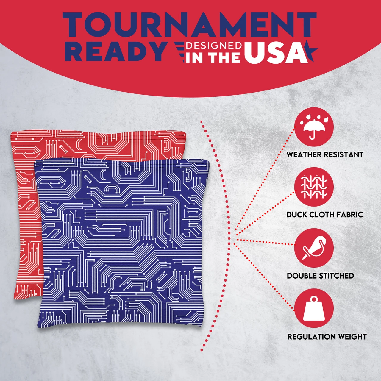 Red Blue Tech Tournament Cornhole Bags - Set Of 8 7 Red Blue Tech Tournament Cornhole Bags - Set Of 8 - Image 5