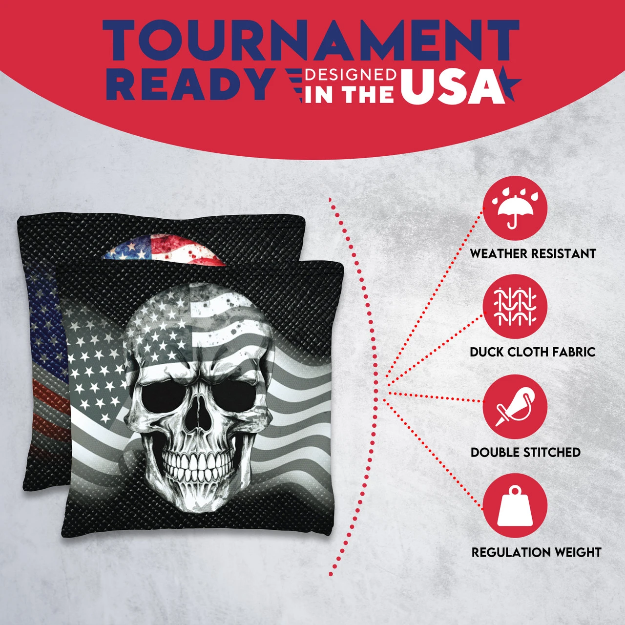 Flag Skull Tournament Cornhole Bags - Set Of 8 7 Flag Skull Tournament Cornhole Bags - Set Of 8 - Image 5