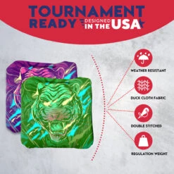 Purple Green Tiger Professional Cornhole Bags - Set Of 8 12 Purple Green Tiger Professional Cornhole Bags - Set Of 8 -Best Toy Shop 4 01864.1707198764