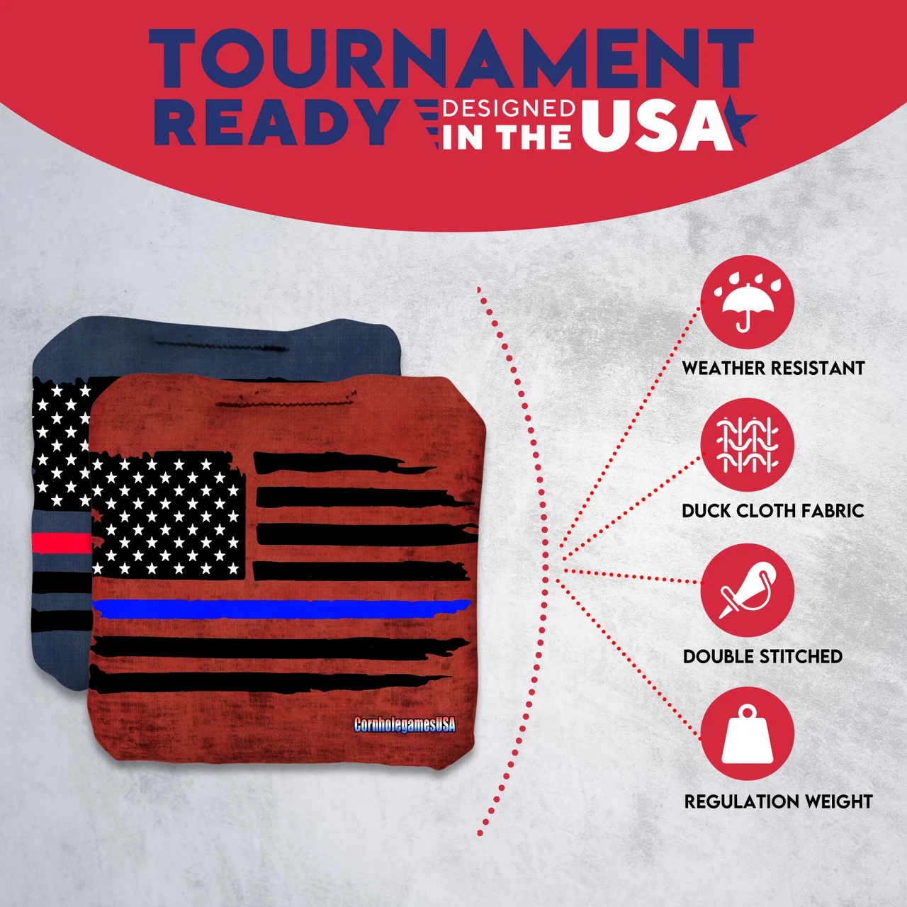 Blue Line Red Line Professional Cornhole Bags - Set Of 8 7 Blue Line Red Line Professional Cornhole Bags - Set Of 8 - Image 5