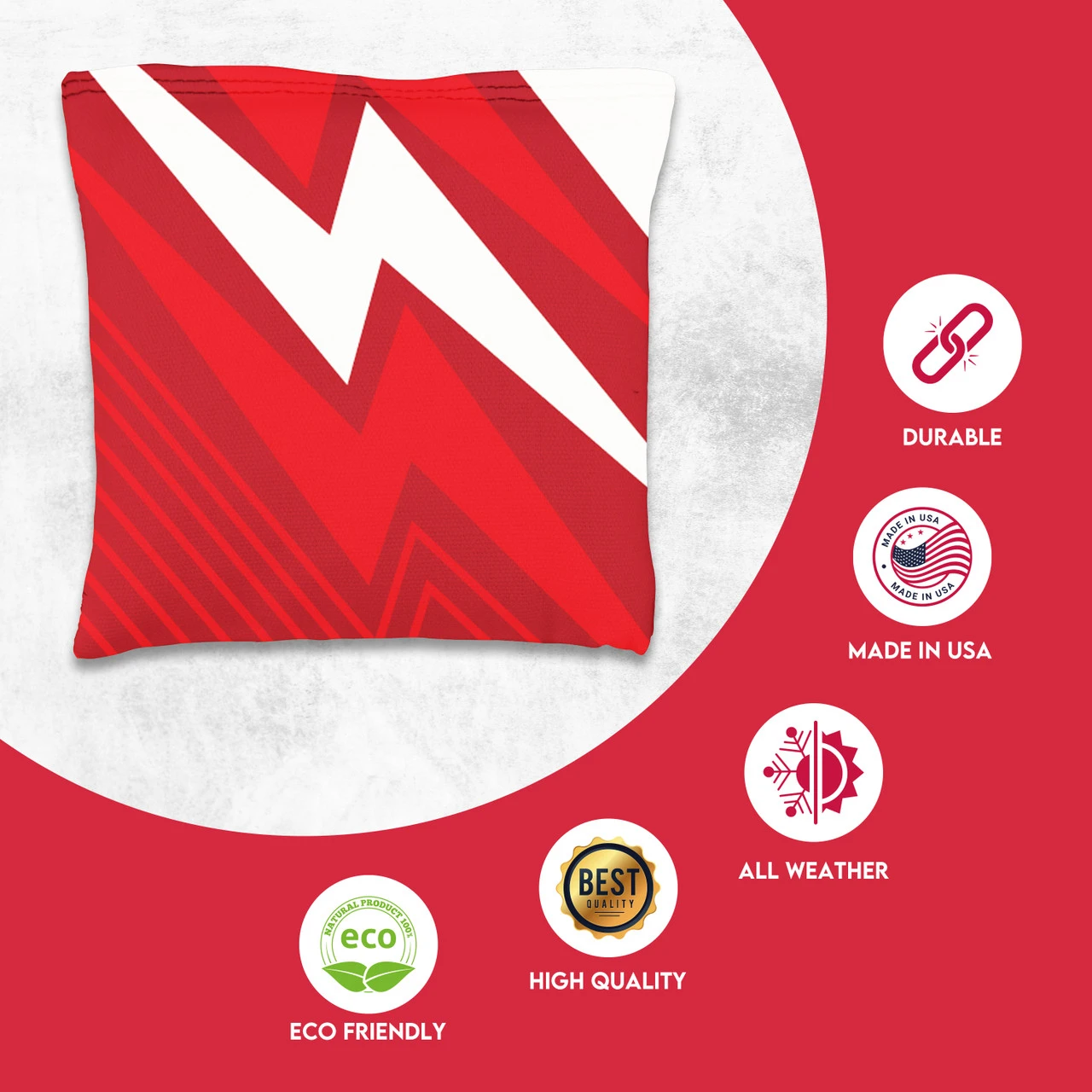 Red Black Zigzag Tournament Cornhole Bags - Set Of 8 4 Red Black Zigzag Tournament Cornhole Bags - Set Of 8 - Image 2