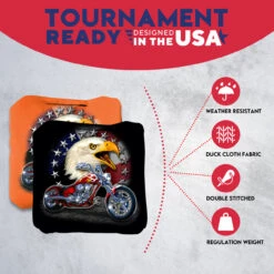 Motorcycle Bald Eagle Professional Cornhole Bags - Set Of 8 -Best Toy Shop 4 16004.1707198342