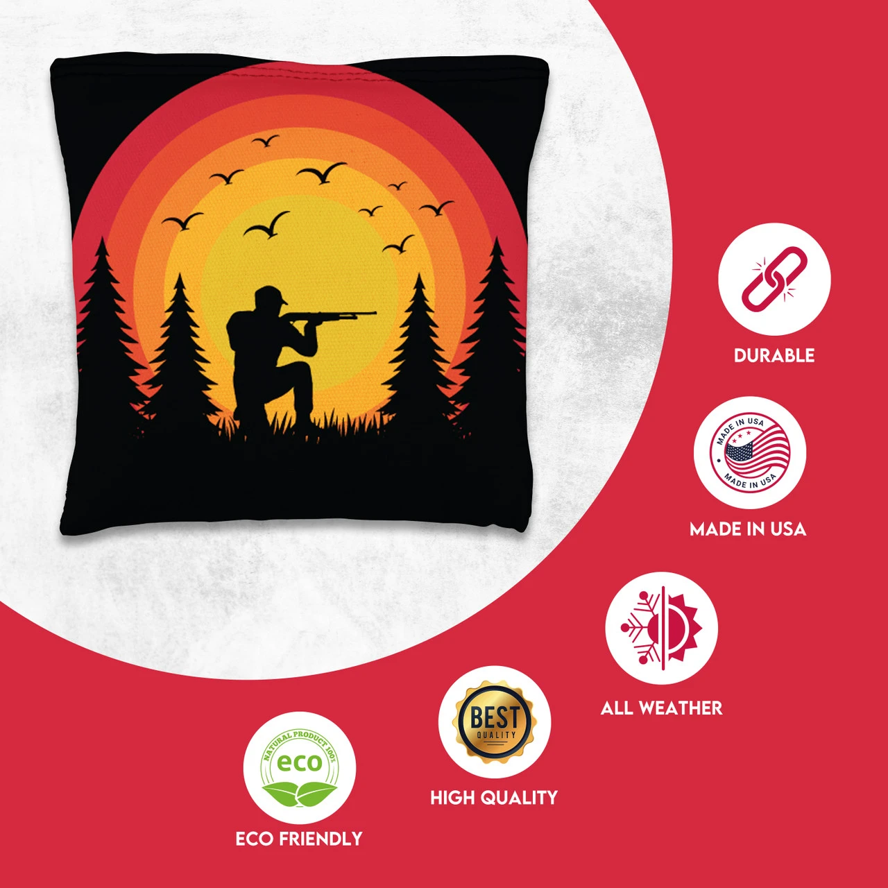 Red Purple Hunter Tournament Cornhole Bags - Set Of 8 4 Red Purple Hunter Tournament Cornhole Bags - Set Of 8 - Image 2