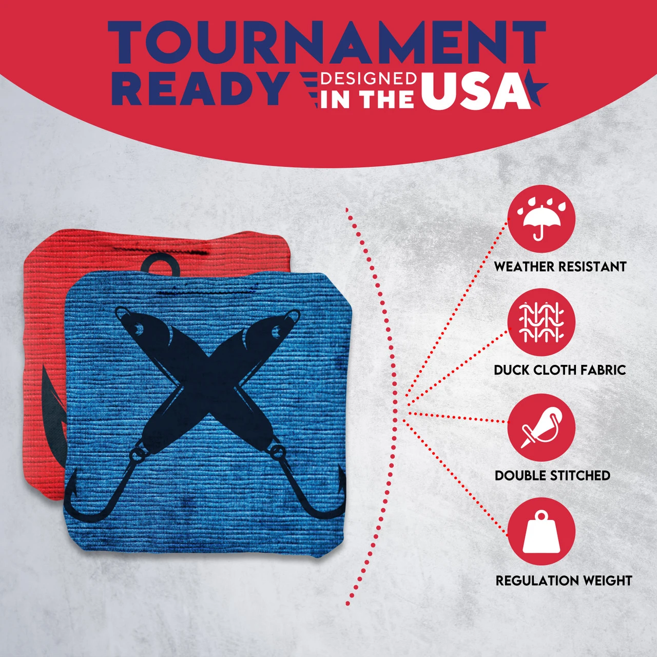 Red Blue Hooks Professional Cornhole Bags - Set Of 8 7 Red Blue Hooks Professional Cornhole Bags - Set Of 8 - Image 5