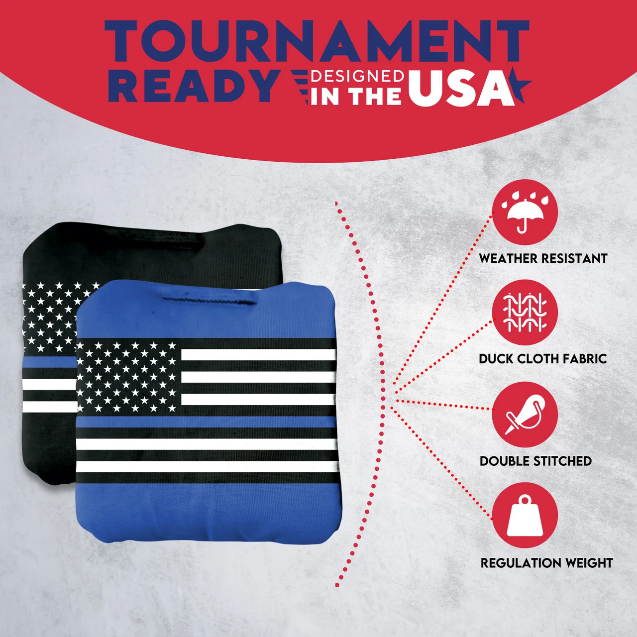Blue Lines Flag Professional Cornhole Bags - Set Of 8 7 Blue Lines Flag Professional Cornhole Bags - Set Of 8 - Image 5