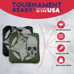 Black Green Star Skull Professional Cornhole Bags - Set Of 8 -Best Toy Shop 4 42440.1707196169