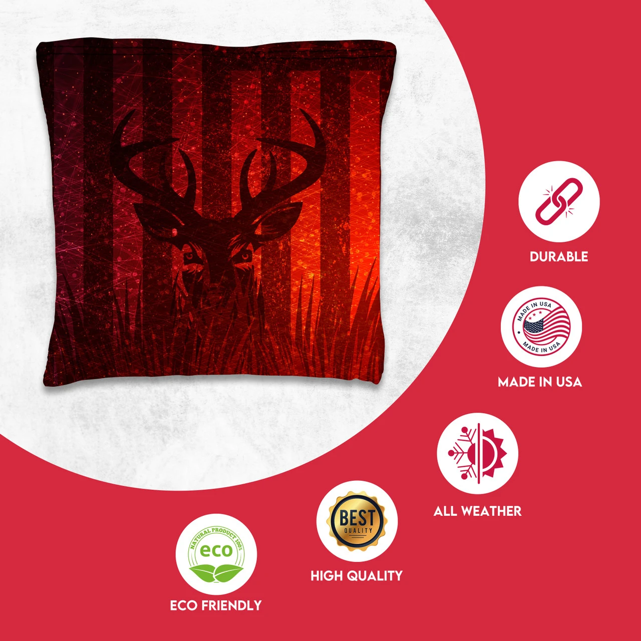 Blue Red Deer Tournament Cornhole Bags - Set Of 8 5 Blue Red Deer Tournament Cornhole Bags - Set Of 8 - Image 3