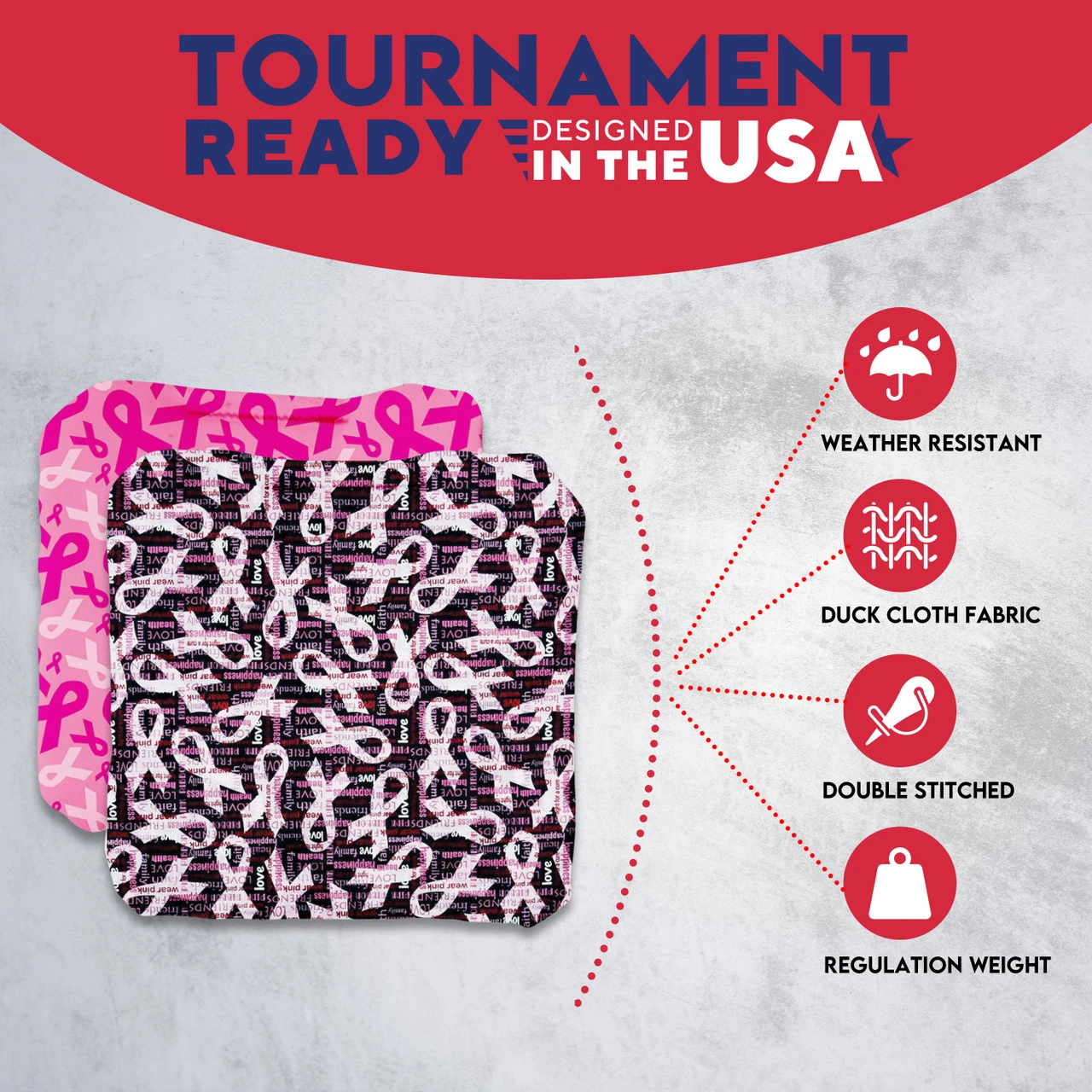 Breast Cancer Professional Cornhole Bags - Set Of 8 7 Breast Cancer Professional Cornhole Bags - Set Of 8 - Image 5