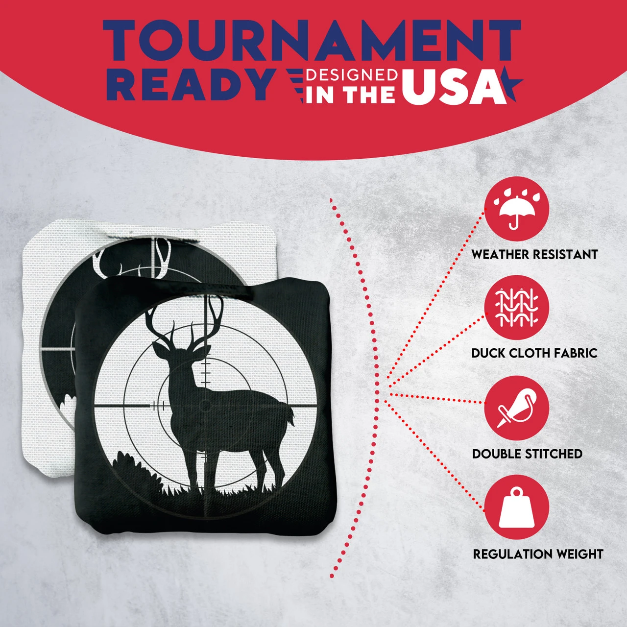 Black White Deer In Scope Professional Cornhole Bags - Set Of 8 7 Black White Deer In Scope Professional Cornhole Bags - Set Of 8 - Image 5