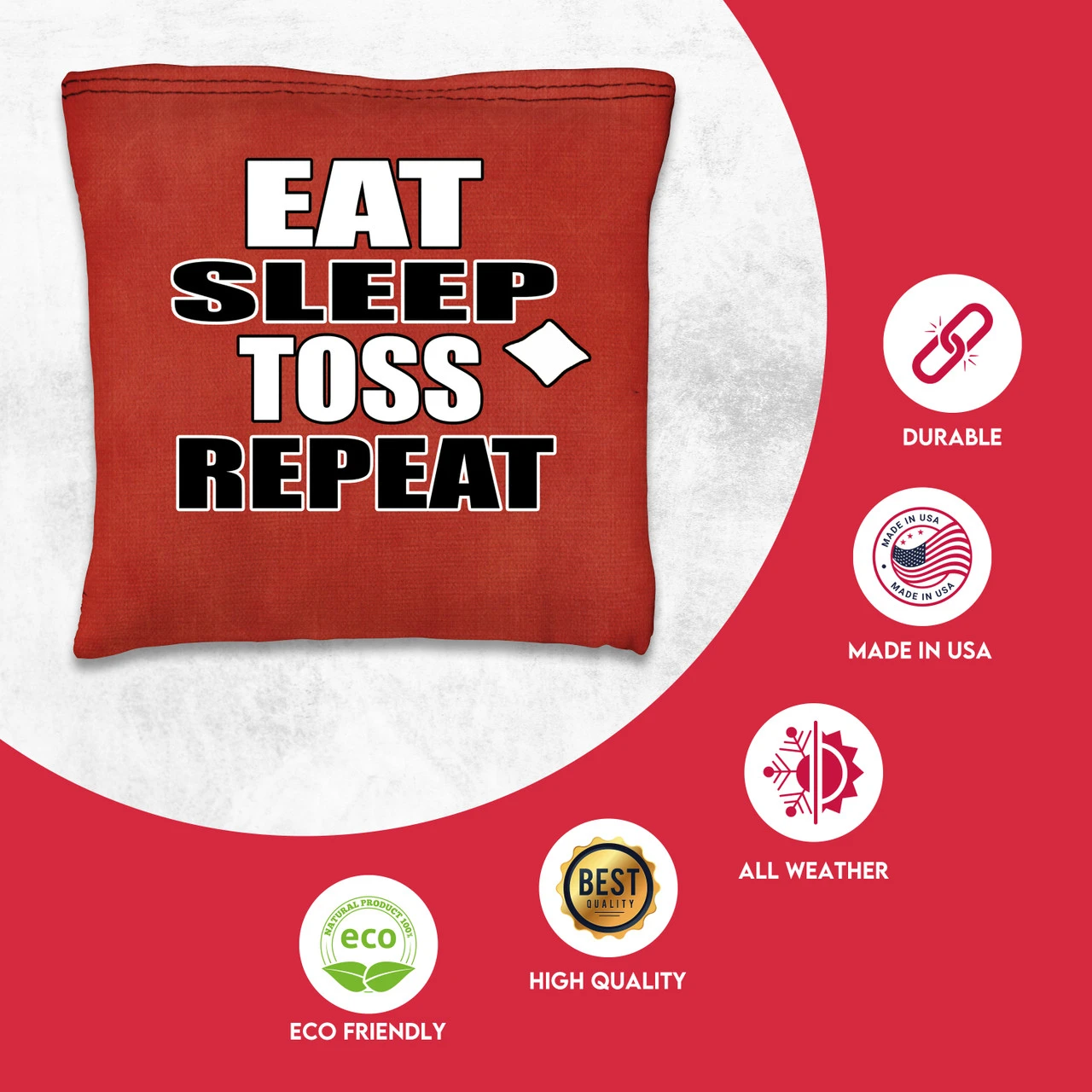 Eat Sleep Toss Repeat Tournament Cornhole Bags - Set Of 8 4 Eat Sleep Toss Repeat Tournament Cornhole Bags - Set Of 8 - Image 2