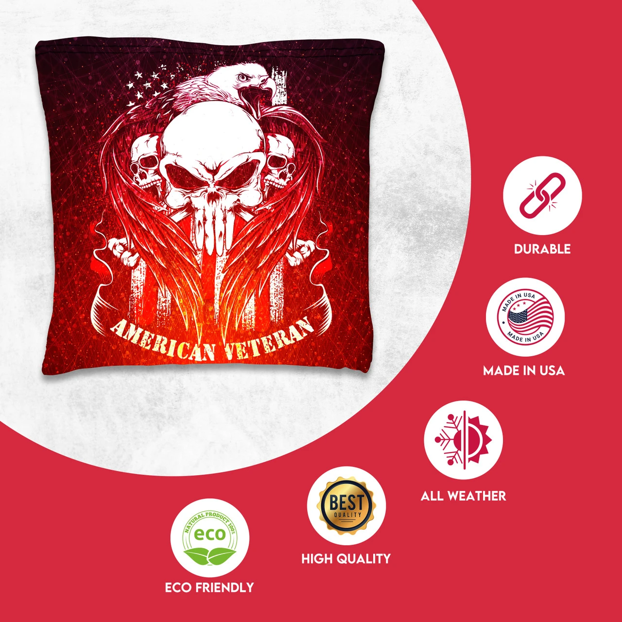 American Veteran Tournament Cornhole Bags - Set Of 8 4 American Veteran Tournament Cornhole Bags - Set Of 8 - Image 2