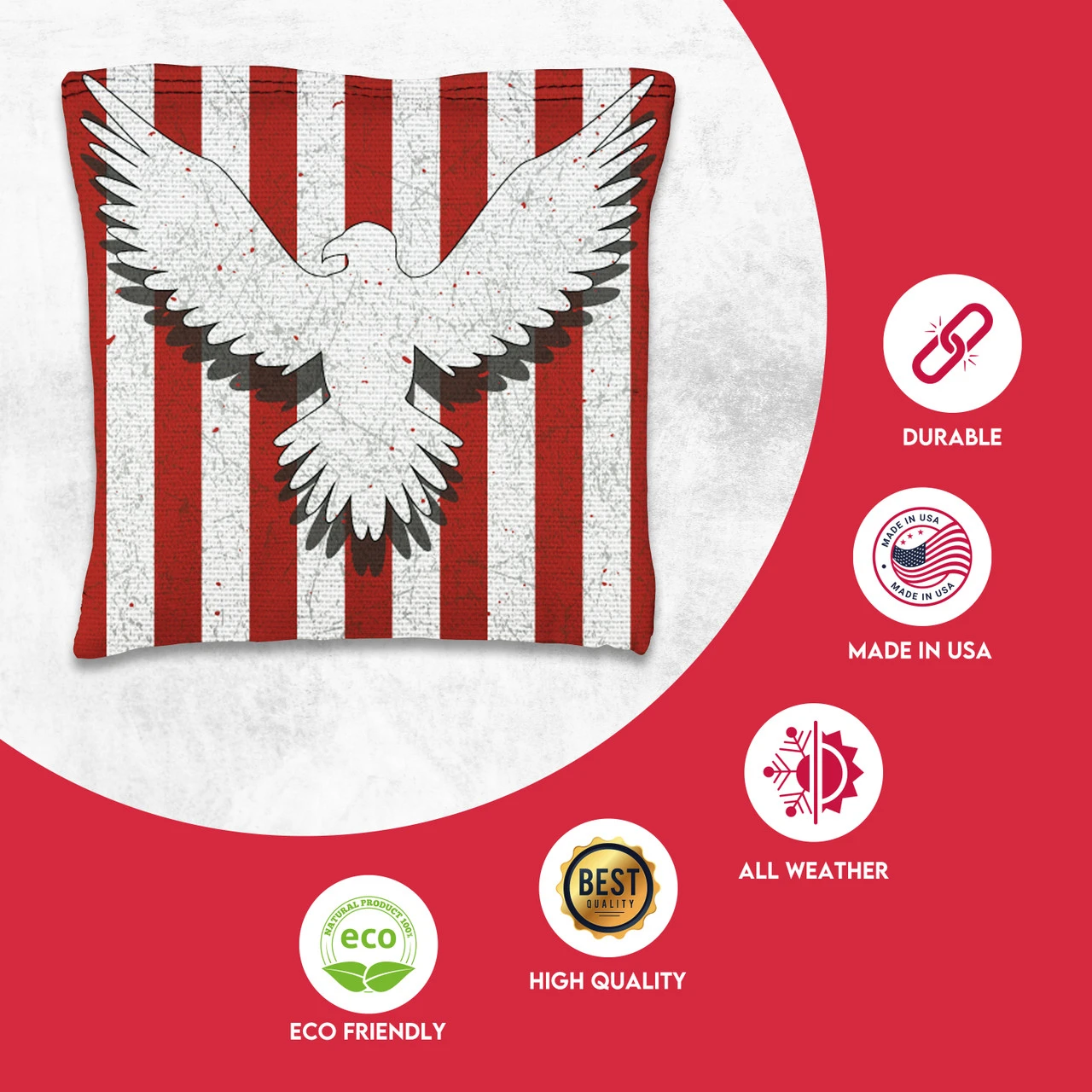 Bird Flag White Tournament Cornhole Bags - Set Of 8 4 Bird Flag White Tournament Cornhole Bags - Set Of 8 - Image 2