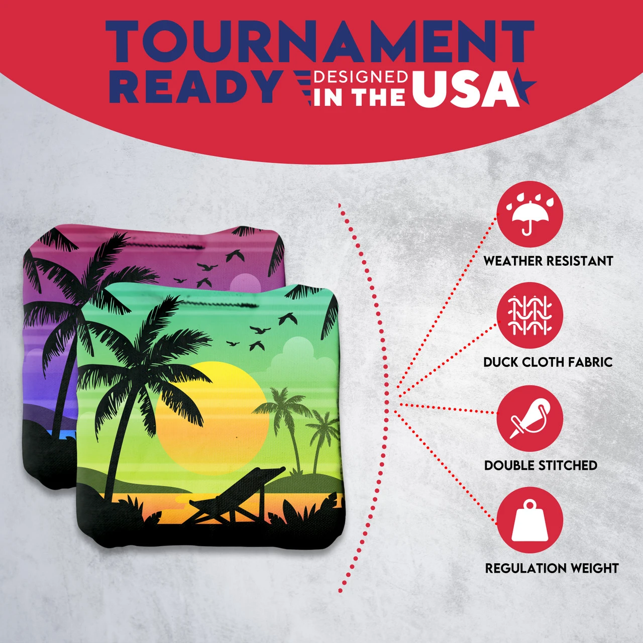 Colorful Beach Professional Cornhole Bags - Set Of 8 7 Colorful Beach Professional Cornhole Bags - Set Of 8 - Image 5