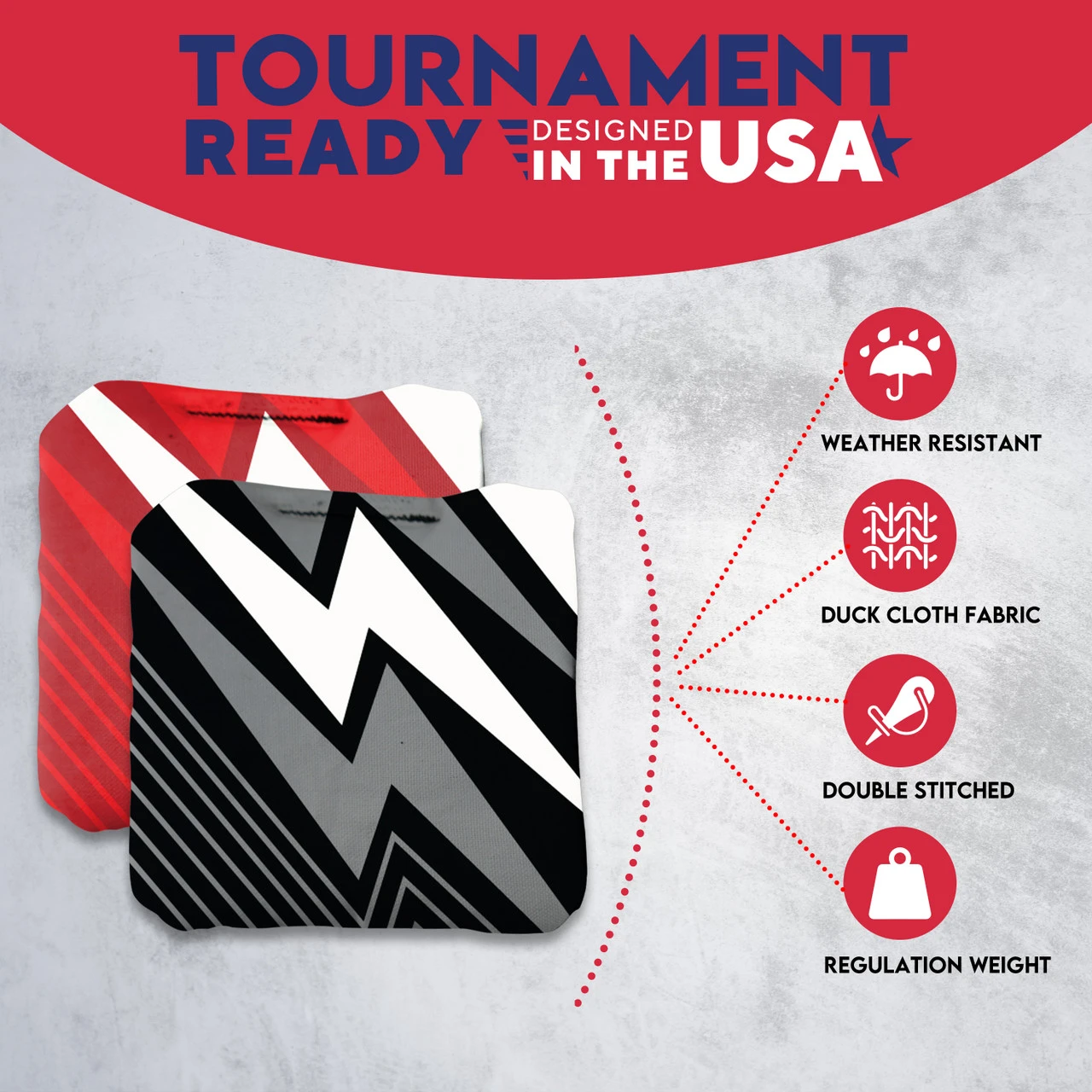 Red Black Zigzag Professional Cornhole Bags - Set Of 8 7 Red Black Zigzag Professional Cornhole Bags - Set Of 8 - Image 5