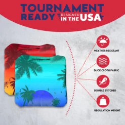 Red Blue Palm Sky Professional Cornhole Bags - Set Of 8 -Best Toy Shop 4 90722.1708185480