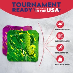 Purple Green Elephant Professional Cornhole Bags - Set Of 8 -Best Toy Shop 4 96119.1707009011