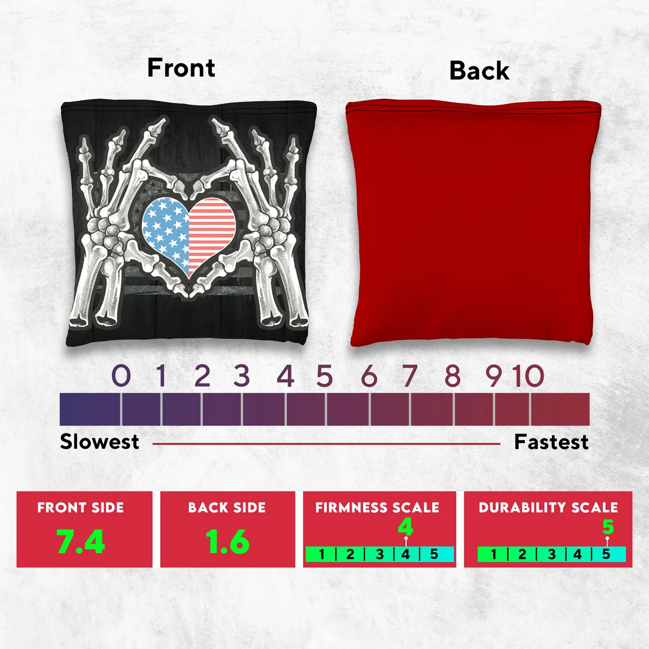 Bone Hand Heart Flag Tournament Cornhole Bags - Set Of 8 6 Bone Hand Heart Flag Tournament Cornhole Bags - Set Of 8 - Image 4