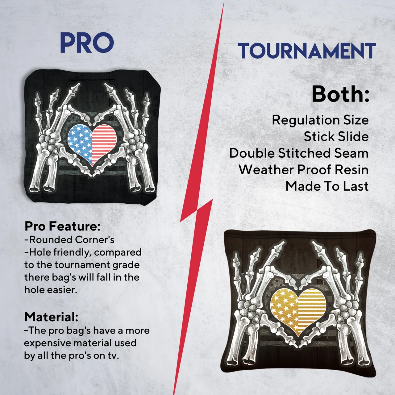 Bone Hand Heart Flag Tournament Cornhole Bags - Set Of 8 8 Bone Hand Heart Flag Tournament Cornhole Bags - Set Of 8 - Image 6